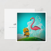 Hallo Pinky Robot Flamingo - Mini Print (Voorkant / Achterkant)