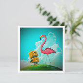 Hallo Pinky Robot Flamingo - Mini Print (Staand voorkant)