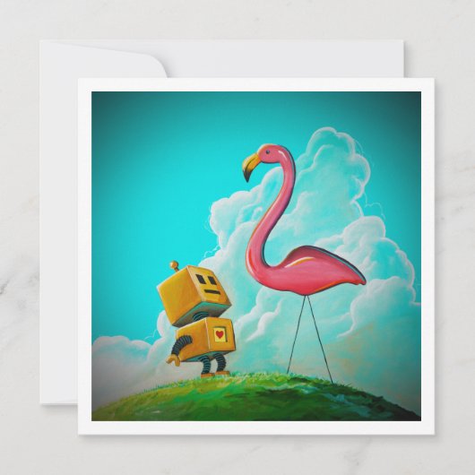 Hallo Pinky Robot Flamingo - Mini Print (Voorkant)