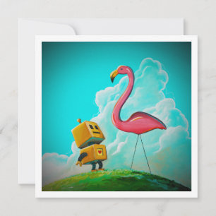 Hallo Pinky Robot Flamingo - Mini Print