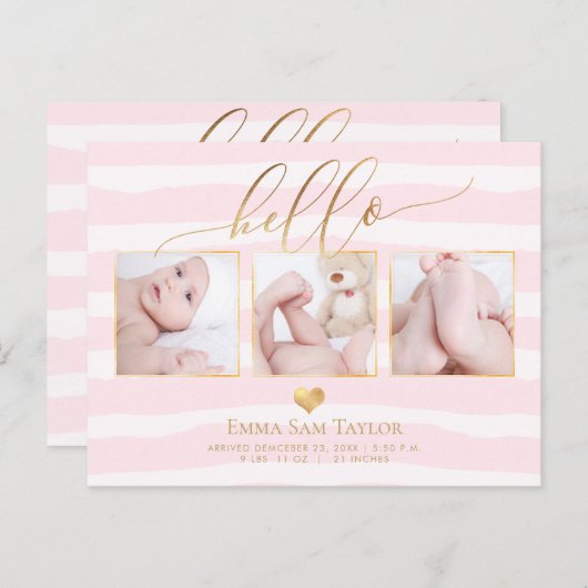 Hallo PixDezines Aankondigingskaart (Voorkant / Achterkant)