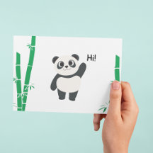 Hallo ₩ - Platte Notecard met Panda-thema
