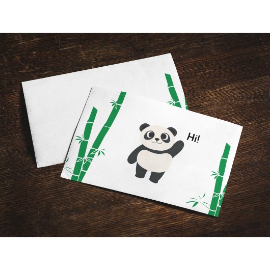 Hallo ₩ - Platte Notecard met Panda-thema Bedankkaart