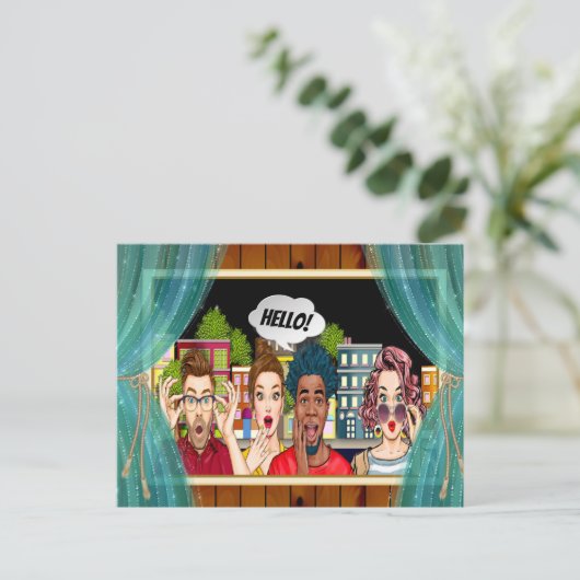 HALLO PLEZIER! Briefkaart (Staand voorkant)