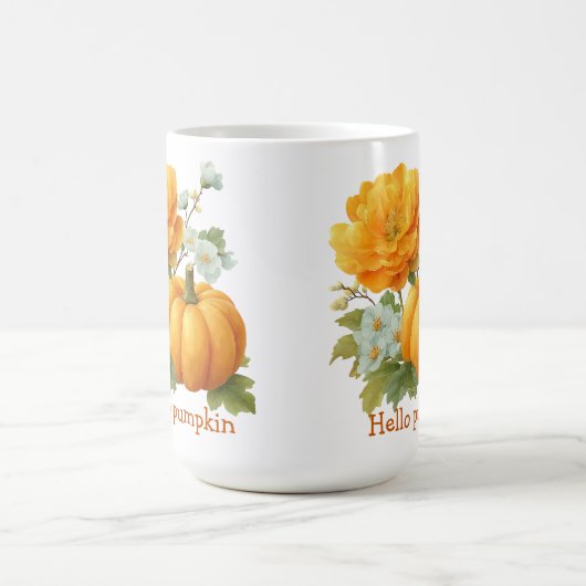 Hallo Pompoen Bloemen Halloween Design Koffiemok (Center)