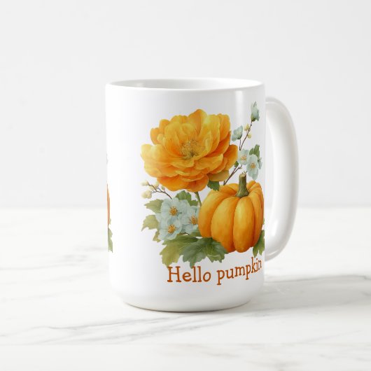 Hallo Pompoen Bloemen Halloween Design Koffiemok (Voorkant rechts)