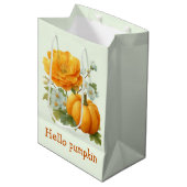 Hallo Pompoen Bloemen Halloween Design Medium Cadeauzakje (Voorkant Gekanteld)