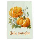 Hallo Pompoen Bloemen Halloween Design Medium Cadeauzakje (Voorkant)