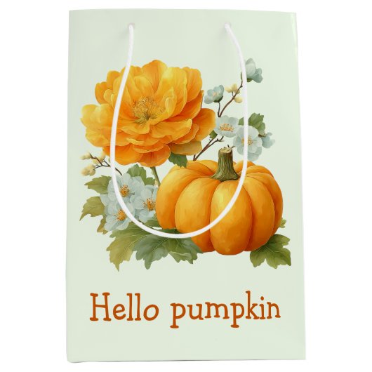 Hallo Pompoen Bloemen Halloween Design Medium Cadeauzakje (Voorkant)