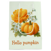 Hallo Pompoen Bloemen Halloween Design Medium Cadeauzakje (Achterkant)