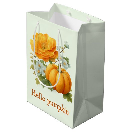 Hallo Pompoen Bloemen Halloween Design Medium Cadeauzakje (Achterkant Gekanteld)