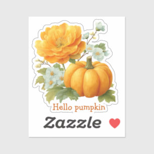 Hallo Pompoen Bloemen Halloween Design Sticker