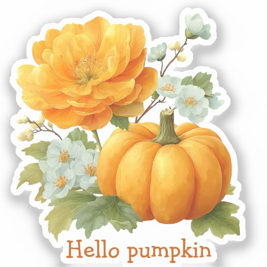 Hallo Pompoen Bloemen Halloween Design Sticker (Voorkant)