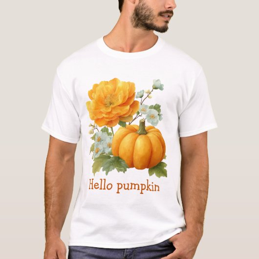 Hallo Pompoen Bloemen Halloween Design T-shirt (Voorkant)