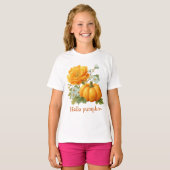 Hallo Pompoen Bloemen Halloween Design T-shirt (Voorkant volledig)