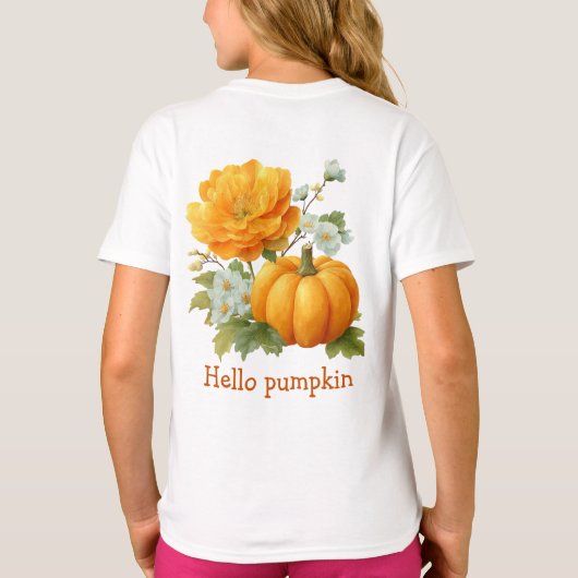 Hallo Pompoen Bloemen Halloween Design T-shirt (Achterkant)
