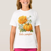 Hallo Pompoen Bloemen Halloween Design T-shirt (Voorkant)
