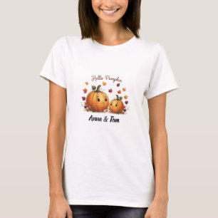 Hallo Pompoen Gepersonaliseerde Koppels T-shirt