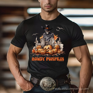 Hallo Pompoen Griezelige Cowboy Western T-shirt