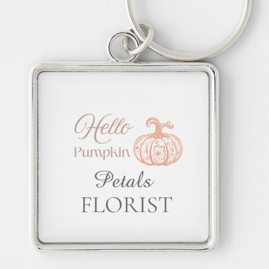 Hallo Pompoen Halloween Bloemist Bedrijfsidentitei Sleutelhanger (Voorkant)