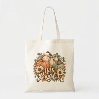 Hallo Pompoen Herfst Bloemige Coquette Strik Pompo Tote Bag