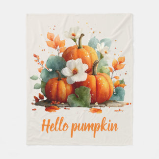 Hallo Pompoen Herfst Bloemontwerp Fleece Deken