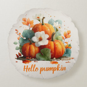 Hallo Pompoen Herfst Bloemontwerp Rond Kussen