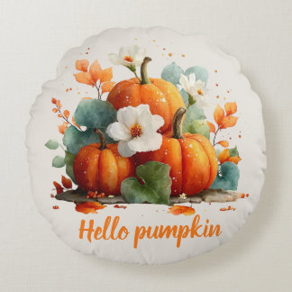 Hallo Pompoen Herfst Bloemontwerp Rond Kussen