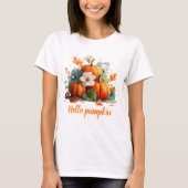 Hallo Pompoen Herfst Bloemontwerp T-shirt (Voorkant)