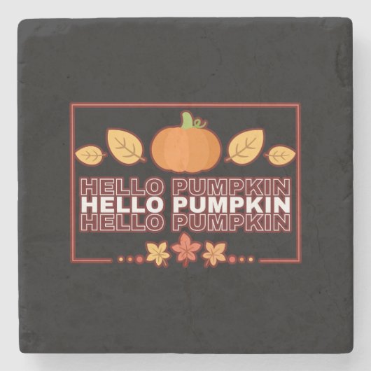 Hallo Pompoen Herfstfeest Stenen Onderzetter (Voorkant)