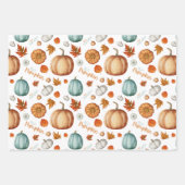 Hallo Pompoen inpakpapier Flat Sheet Set van 3 (Voorkant 2)