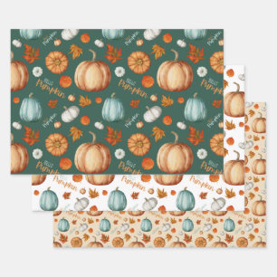 Hallo Pompoen inpakpapier Flat Sheet Set van 3 Vel