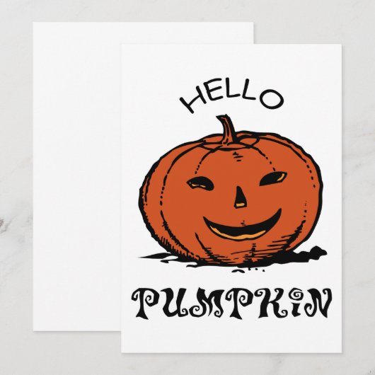 Hallo pompoen jack-o-lantern illustratie, Zwart Kaart (Voorkant / Achterkant)