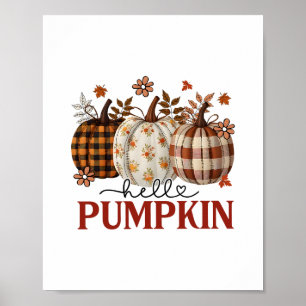 Hallo Pompoen Luipaardprint Voor Herfst Thanksgivi Poster