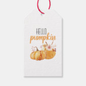 Hallo pompoen Oranje pompoen met bloemen Cadeaulabel (Voorkant)