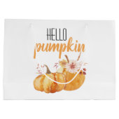 Hallo pompoen Oranje pompoen met bloemen Groot Cadeauzakje (Achterkant)