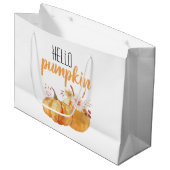 Hallo pompoen Oranje pompoen met bloemen Groot Cadeauzakje (Voorkant Gekanteld)