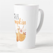 Hallo pompoen Oranje pompoen met bloemen Latte Mok (Rechterhoek)