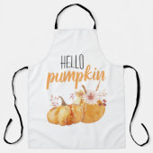 Hallo pompoen Oranje pompoen met bloemen Schort (Voorkant)