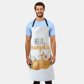Hallo pompoen Oranje pompoen met bloemen Schort (Gedragen)