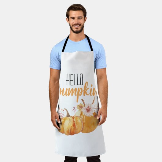 Hallo pompoen Oranje pompoen met bloemen Schort (Gedragen)