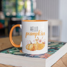 Hallo pompoen Oranje pompoen met bloemen