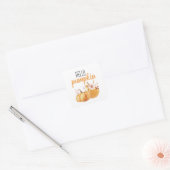 Hallo pompoen Oranje pompoen met bloemen Vierkante Sticker (Envelop)