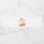 Hallo pompoen Oranje pompoen met bloemen Waterfles Etiket (Enkel label)