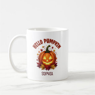 Hallo Pompoen   Persoonlijke Herfstbladeren Koffiemok