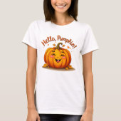 Hallo Pompoen Schattige Halloween Happy Pumpkin De T-shirt (Voorkant)