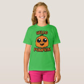 Hallo Pompoen Schattigee Halloween Jack-O-Lantern T-shirt (Voorkant volledig)