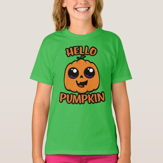 Hallo Pompoen Schattigee Halloween Jack-O-Lantern T-shirt (Voorkant)