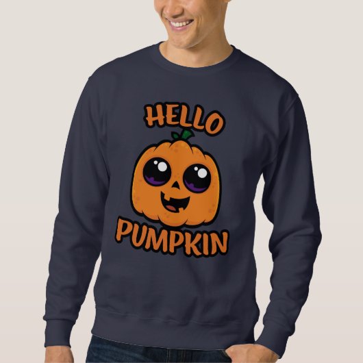 Hallo Pompoen Schattigee Halloween Jack-O-Lantern Trui (Voorkant)