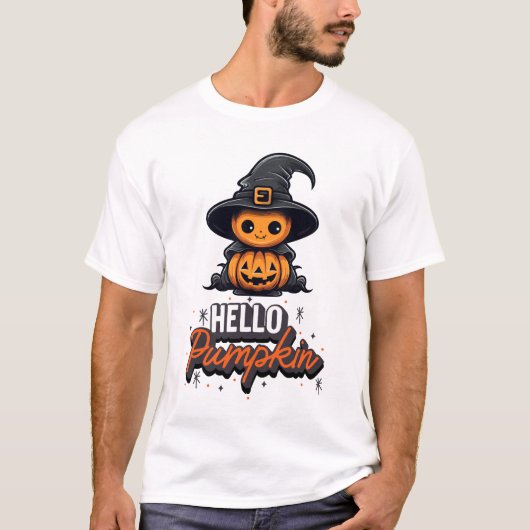 Hallo Pompoen Schattigee Halloween pompoen heks T-shirt (Voorkant)